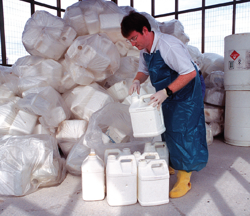 Proper disposal of pesticide containers should not be overlooked.