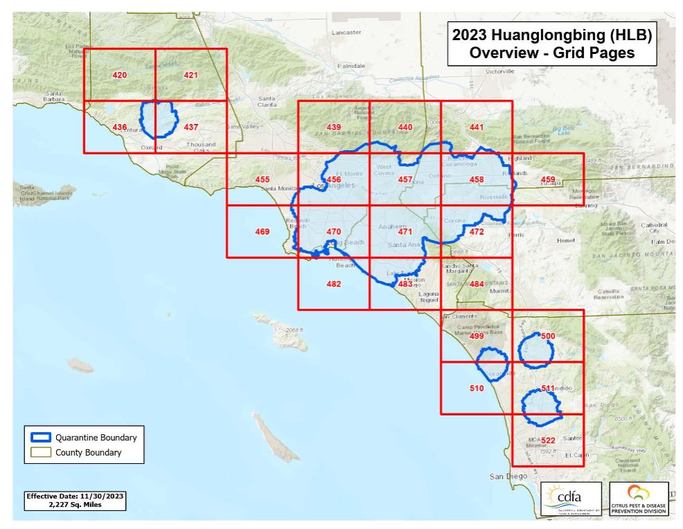 CA HLB quarantine map Citrus Industry Magazine